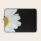 Hello Daisy - White Flower Black Background #decor #society6 #buyart Laptop Sleeve Gallery Image 1