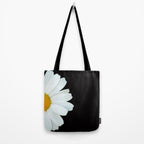 Hello Daisy - White Flower Black Background #decor #society6 #buyart Tote Bag Gallery Image 2