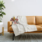 Colorful Thoughts Minimal Line Art Woman with Magnolia Throw Blanket Gallery Image 1