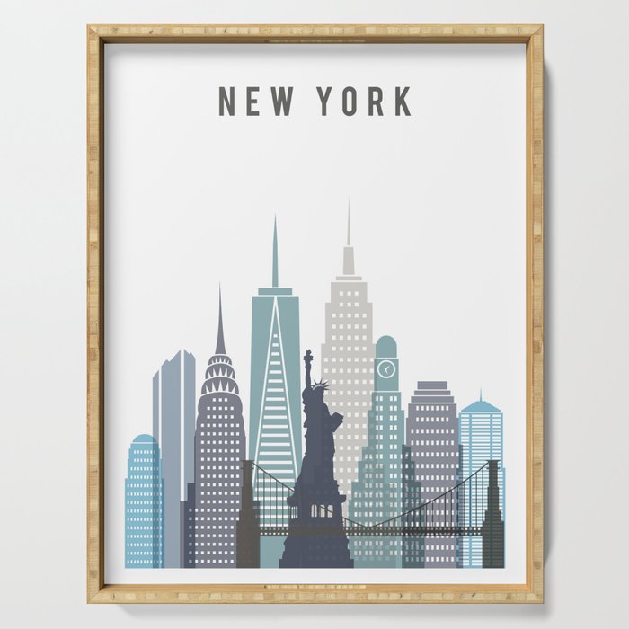 New York City NYC skyline buildings Serving Tray Gallery Image 1