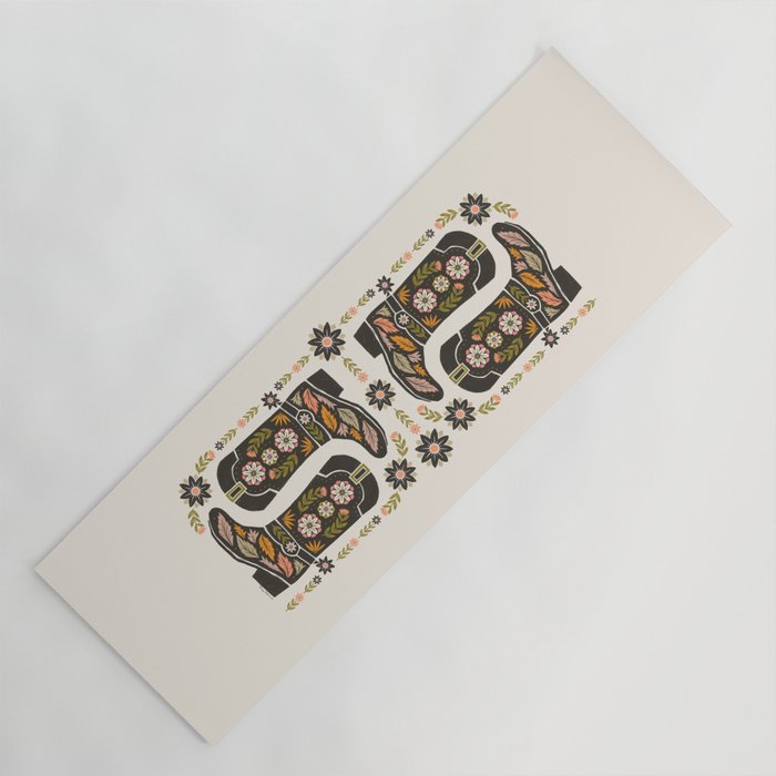 Cowboy boots and flowers Yoga Mat Gallery Image 1