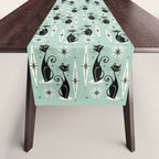 Mid Century Meow Retro Atomic Cats Mint Table Runner Gallery Image 1