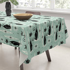 Mid Century Meow Retro Atomic Cats Mint Tablecloth Gallery Image 3