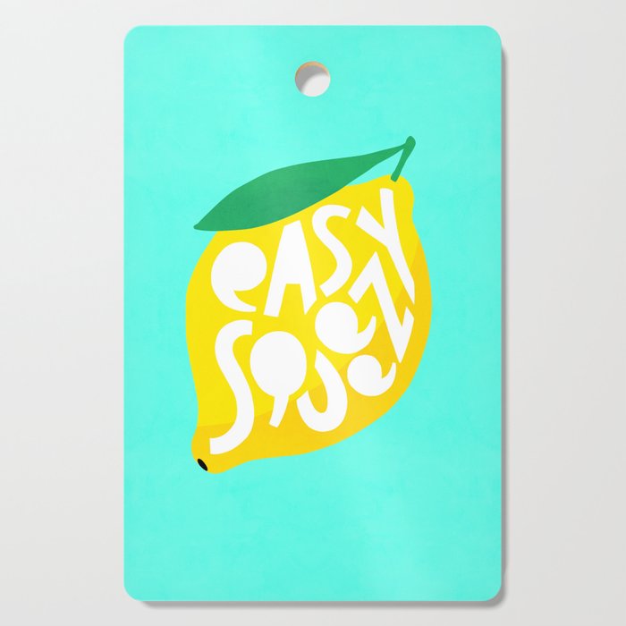 Big Fruit Lemon 'Easy Squeezy' Typographic pun  Cutting Board Gallery Image 1