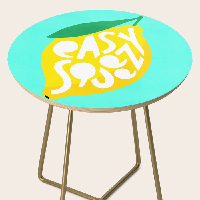 Big Fruit Lemon 'Easy Squeezy' Typographic pun  Side Table Gallery Image 2