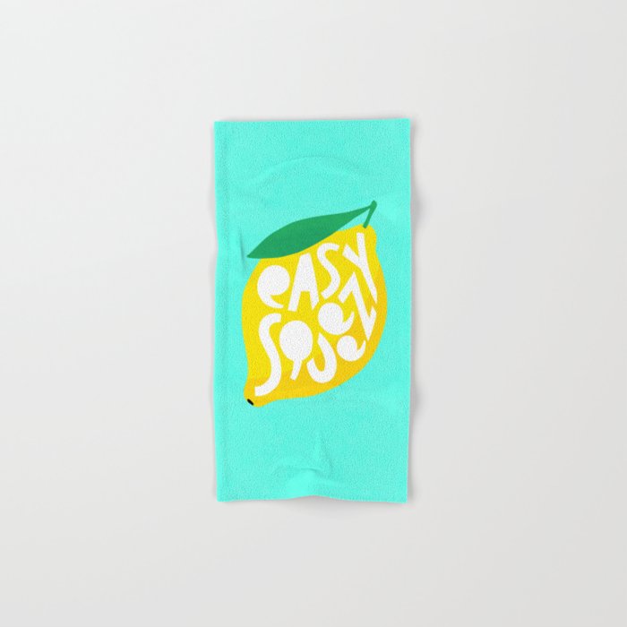 Big Fruit Lemon 'Easy Squeezy' Typographic pun  Bath Towel Gallery Image 1
