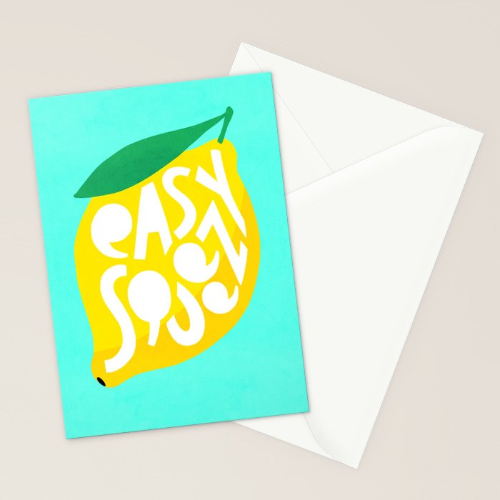 Big Fruit Lemon 'Easy Squeezy' Typographic pun  Stationery Card Gallery Image 2