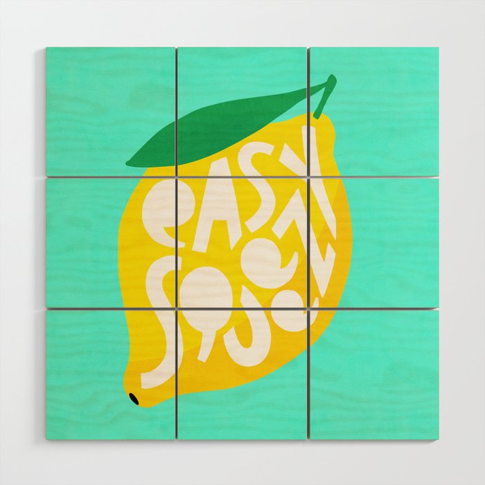 Big Fruit Lemon 'Easy Squeezy' Typographic pun  Wood Wall Art Gallery Image 1