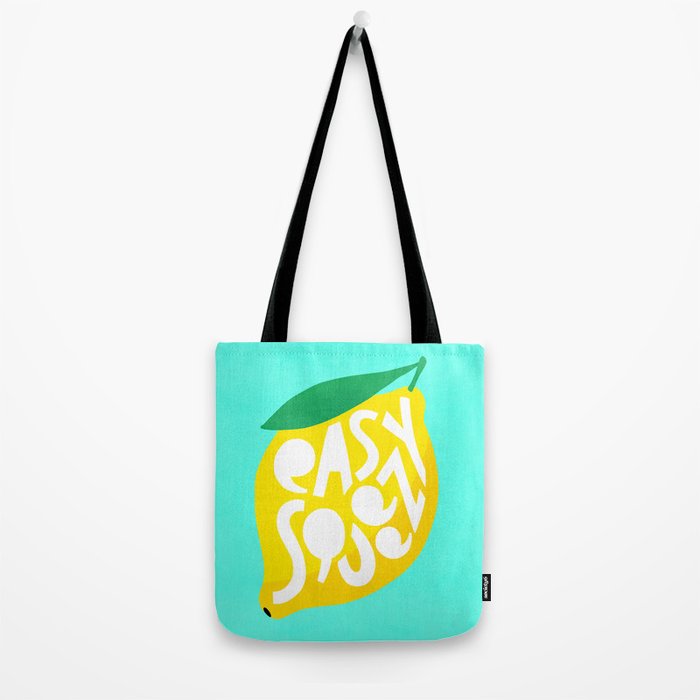 Big Fruit Lemon 'Easy Squeezy' Typographic pun  Tote Bag Gallery Image 2