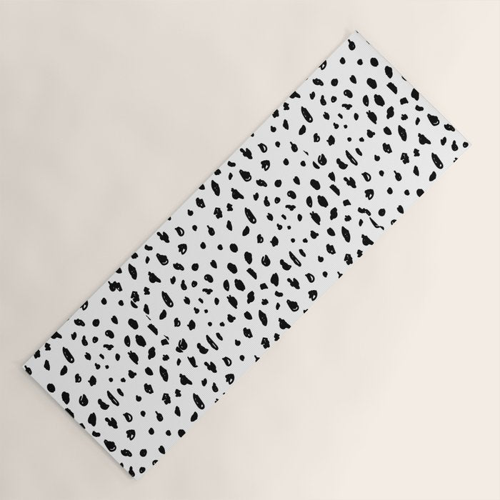 Black geometrical hand painted polka dots confetti pattern Yoga Mat Gallery Image 1