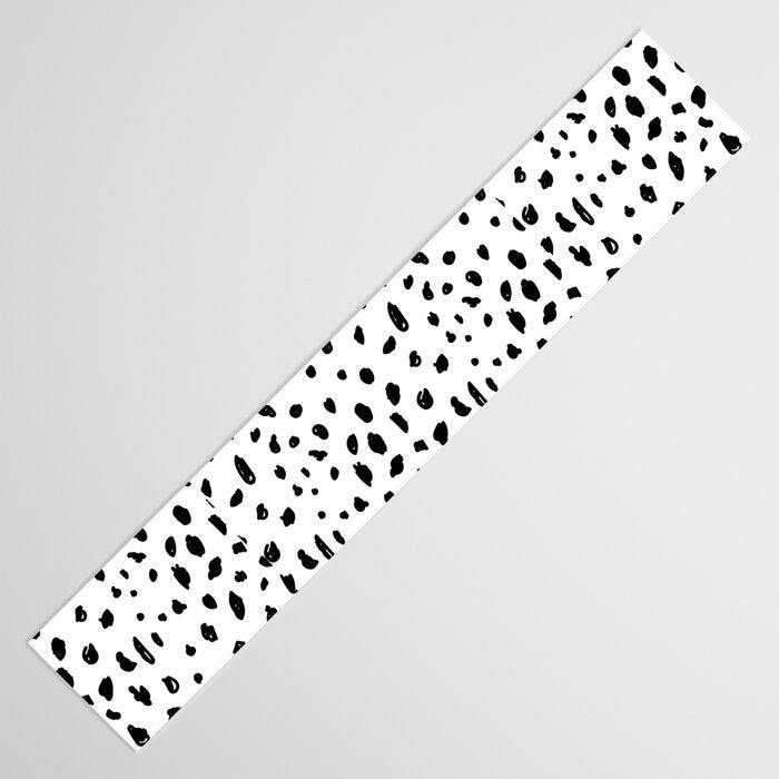 Black geometrical hand painted polka dots confetti pattern Table Runner Gallery Image 3