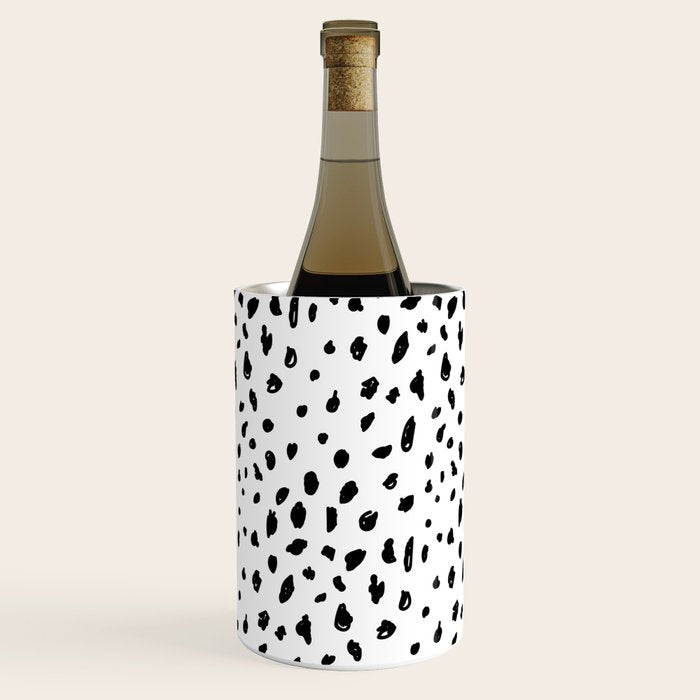 Black geometrical hand painted polka dots confetti pattern Wine Chiller Gallery Image 1