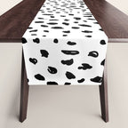 Black geometrical hand painted polka dots confetti pattern Table Runner Gallery Image 1