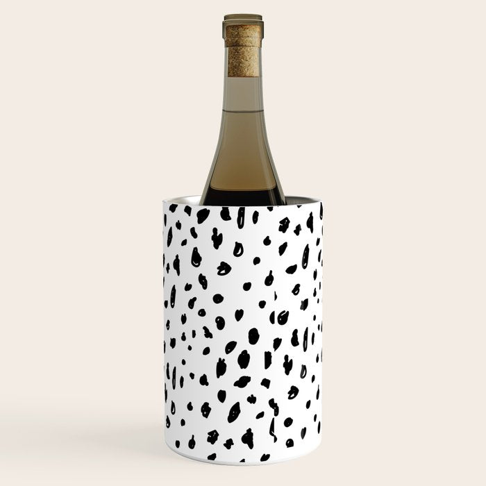 Black geometrical hand painted polka dots confetti pattern Wine Chiller Gallery Image 3
