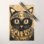 Black and Gold Klimt Cat in Egyptian Costume Wrapping Paper Gallery Image 1