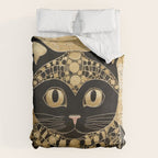 Black and Gold Klimt Cat in Egyptian Costume Duvet Cover Gallery Image 6