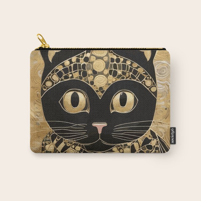 Black and Gold Klimt Cat in Egyptian Costume Carry All Pouch Gallery Image 1