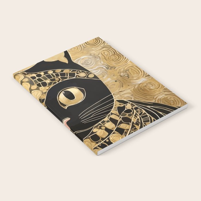 Black and Gold Klimt Cat in Egyptian Costume Notebook Gallery Image 2