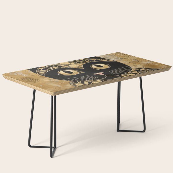Black and Gold Klimt Cat in Egyptian Costume Coffee Table Gallery Image 1