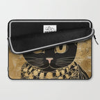 Black and Gold Klimt Cat in Egyptian Costume Laptop Sleeve Gallery Image 2