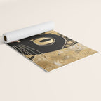 Black and Gold Klimt Cat in Egyptian Costume Yoga Mat Gallery Image 2