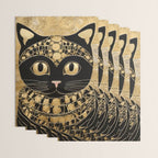 Black and Gold Klimt Cat in Egyptian Costume Wrapping Paper Gallery Image 3