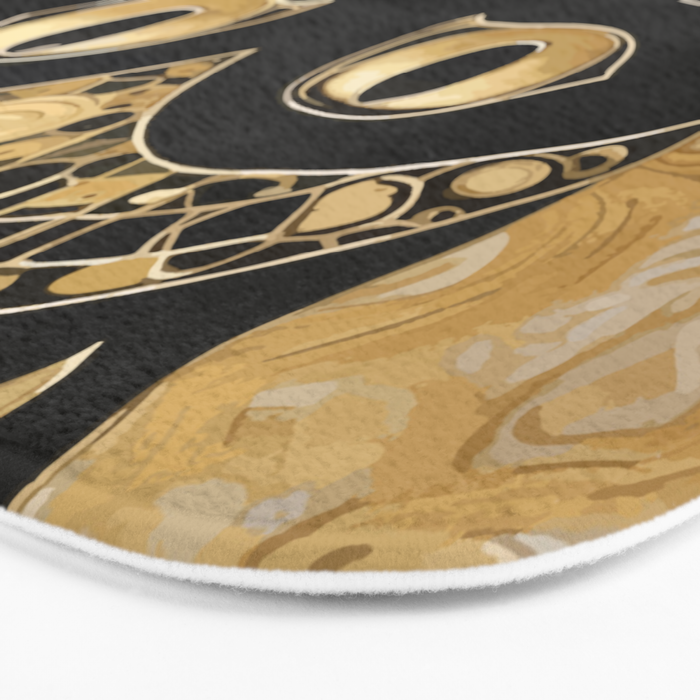 Black and Gold Klimt Cat in Egyptian Costume Bath Mat Gallery Image 3