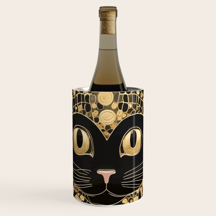 Black And Gold Klimt Cat In Egyptian Costume Wine Chiller Gallery Image 1