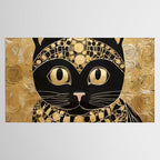 Black and Gold Klimt Cat in Egyptian Costume Tablecloth Gallery Image 2