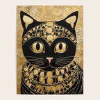 Black and Gold Klimt Cat in Egyptian Costume Poster Gallery Image 4