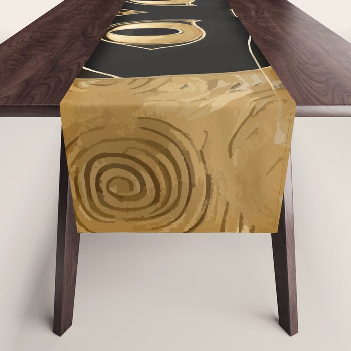 Black and Gold Klimt Cat in Egyptian Costume Table Runner Gallery Image 1