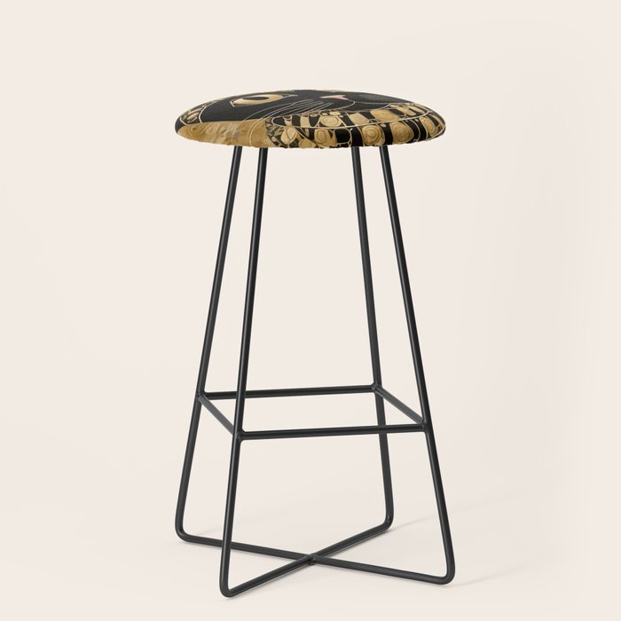 Black and Gold Klimt Cat in Egyptian Costume Stool Gallery Image 1
