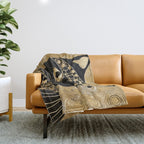 Black and Gold Klimt Cat in Egyptian Costume Throw Blanket Gallery Image 1