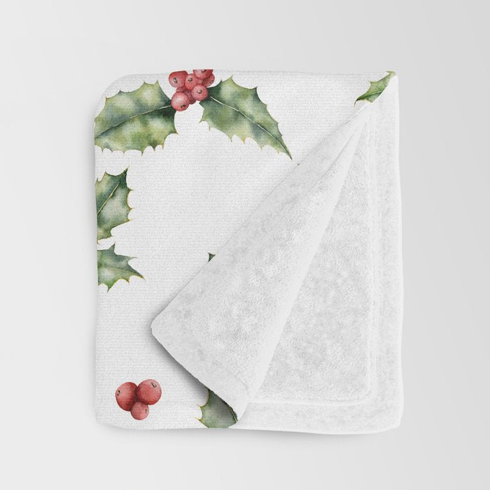 Christmas Holly Throw Blanket Gallery Image 3