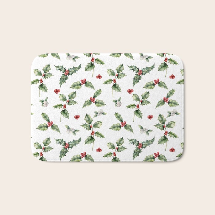 Christmas Holly Bath Mat Gallery Image 1