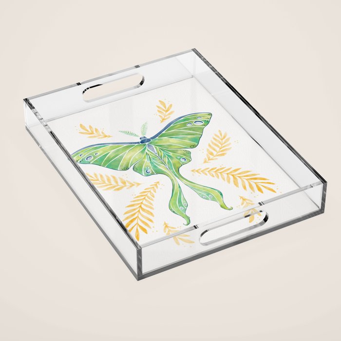 Watercolor Luna Moth Acrylic Tray Gallery Image 1