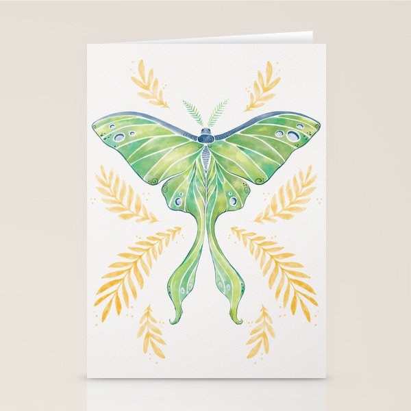 Watercolor Luna Moth Stationery Card Gallery Image 1