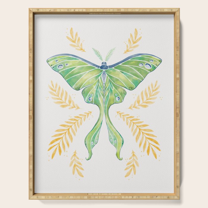 Watercolor Luna Moth Serving Tray Gallery Image 1