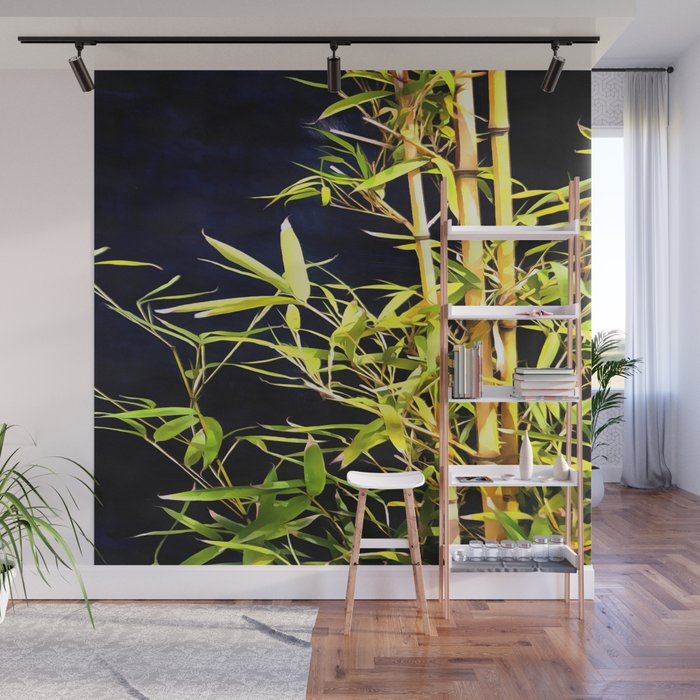 Bamboo On Black Wall Mural Gallery Image 1