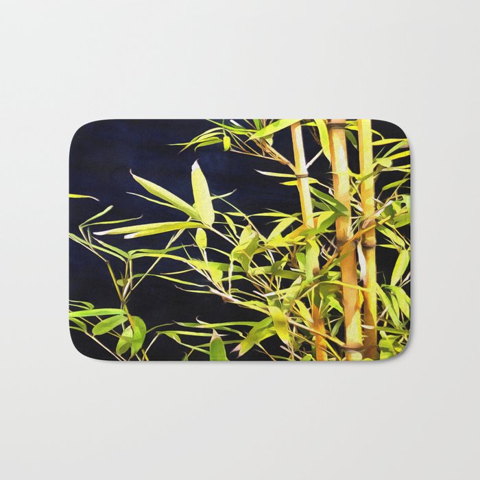 Bamboo On Black Bath Mat Gallery Image 1