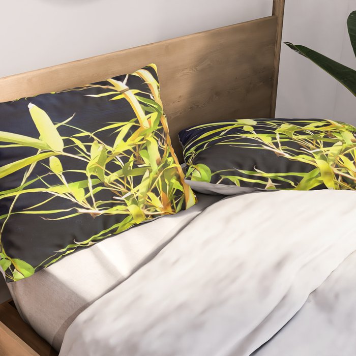 Bamboo On Black Pillow Sham Gallery Image 2