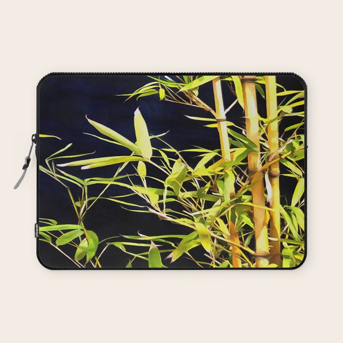 Bamboo On Black Laptop Sleeve Gallery Image 1