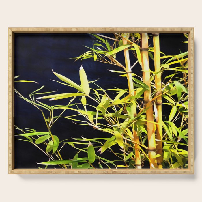 Bamboo On Black Serving Tray Gallery Image 1