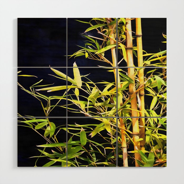 Bamboo On Black Wood Wall Art Gallery Image 1