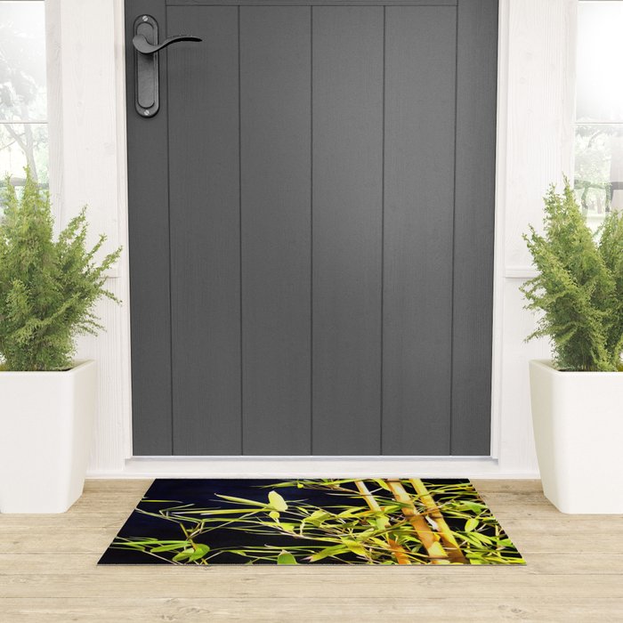 Bamboo On Black Welcome Mat Gallery Image 3