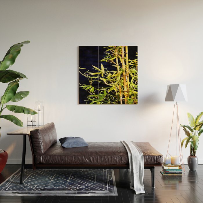 Bamboo On Black Wood Wall Art Gallery Image 2