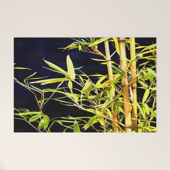 Bamboo On Black Welcome Mat Gallery Image 1