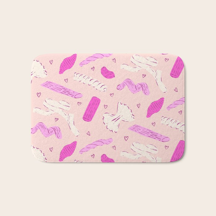 Pasta Noodles in Pink  Bath Mat Gallery Image 1
