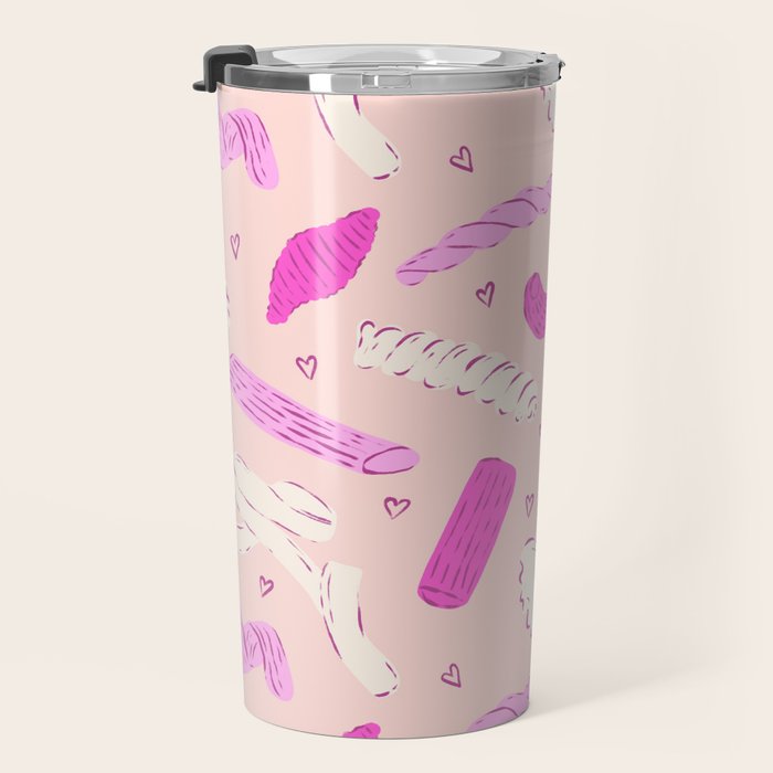 Pasta Noodles in Pink  Travel Mug Gallery Image 3