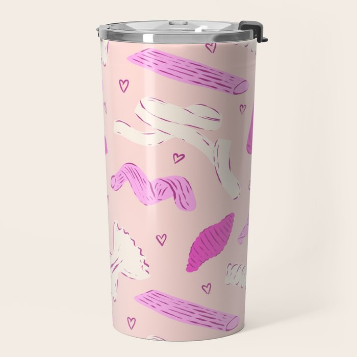 Pasta Noodles in Pink  Travel Mug Gallery Image 2